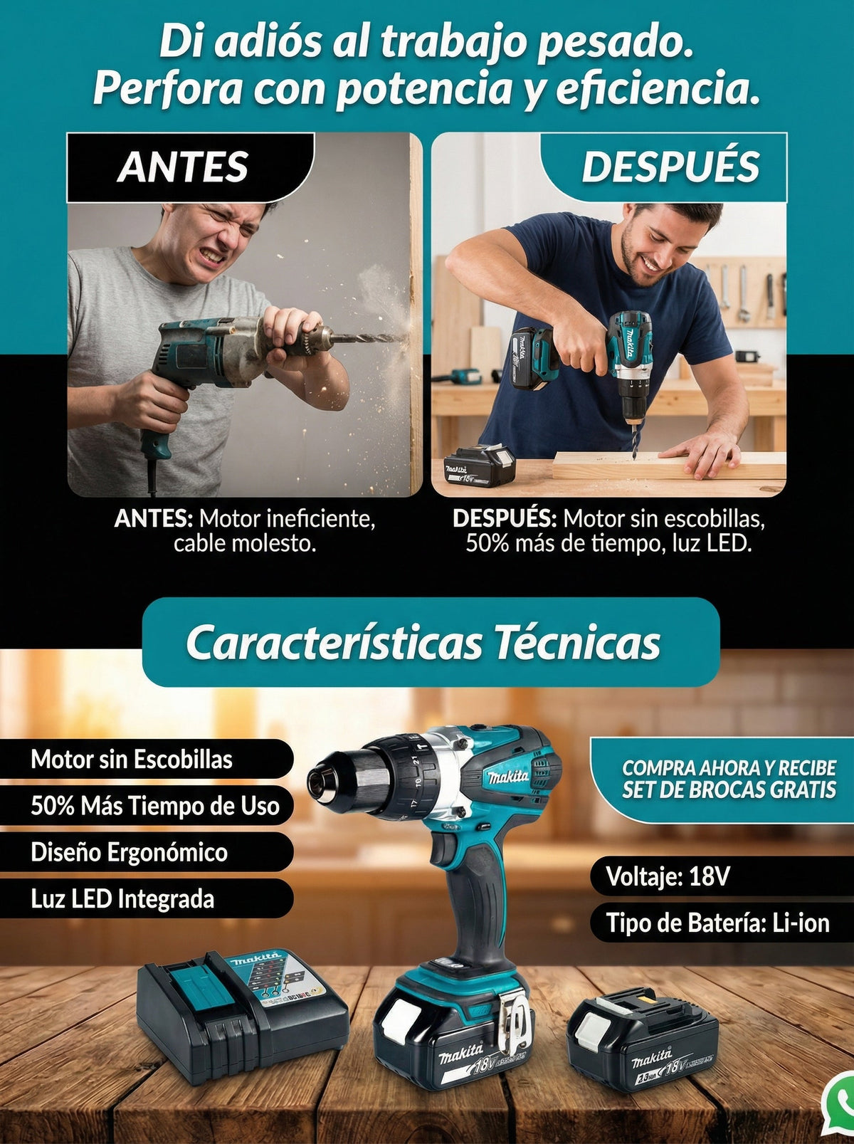 Taladro Portátil Makita Fácil y Potente