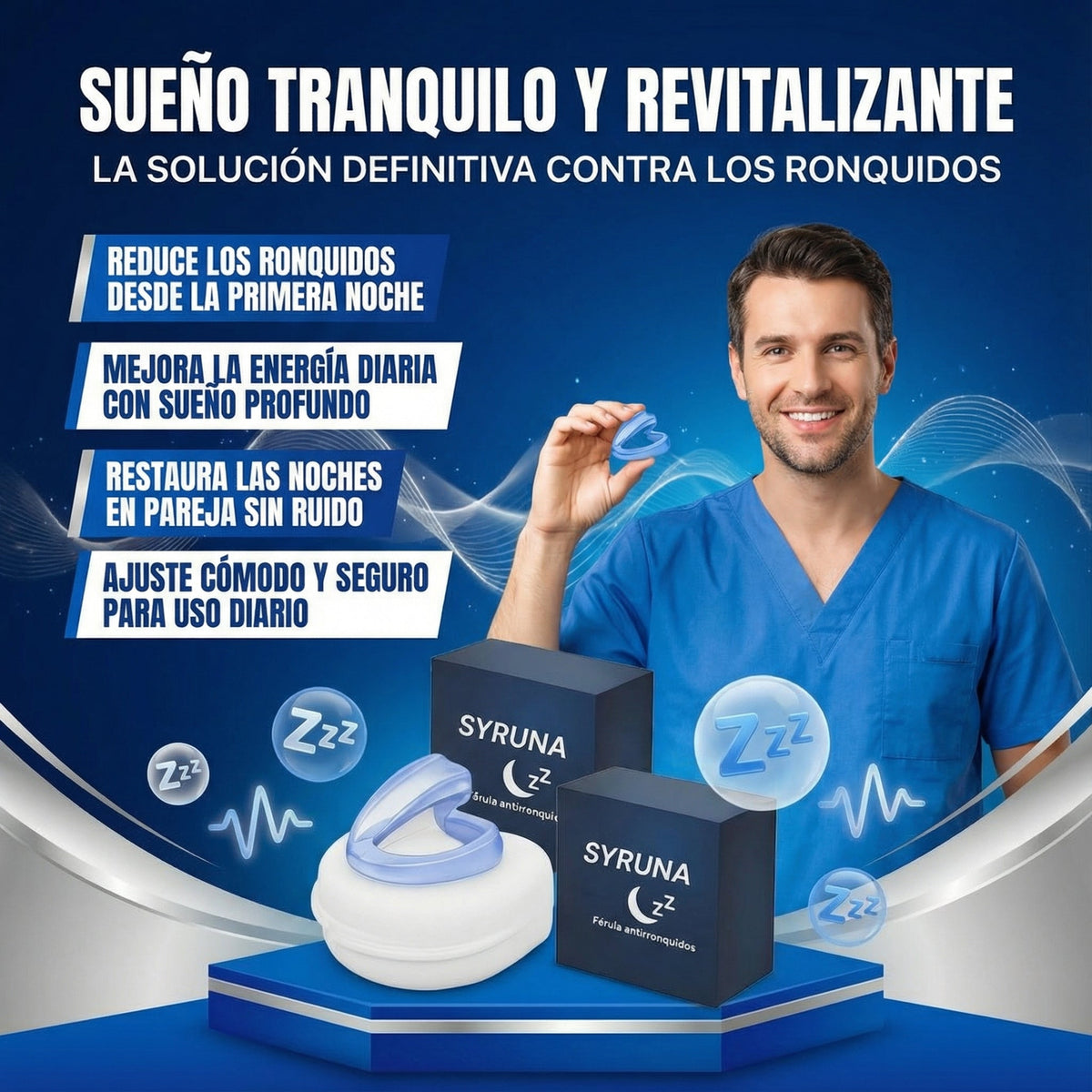 -Silencio Nocturno Syruna para Dormir Antirronquido 2x1